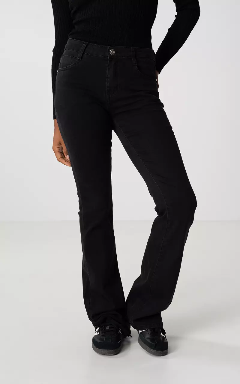 Mid waist flared jeans Black