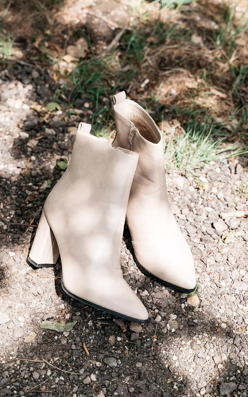 Ankle boots with pointed noses Beige