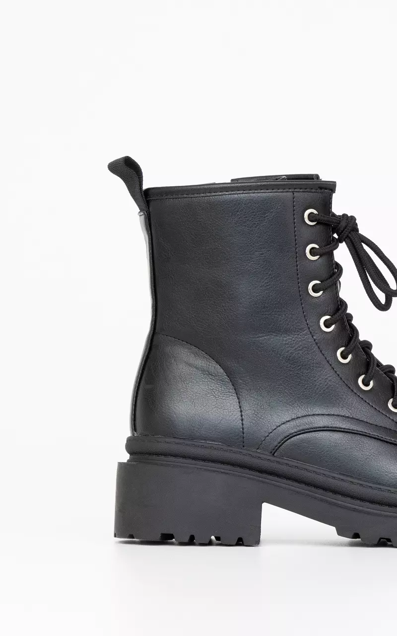 Imitation leather lace-up boots Black