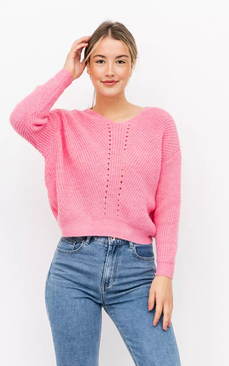 Oversized Grobstrick-Pullover Pink