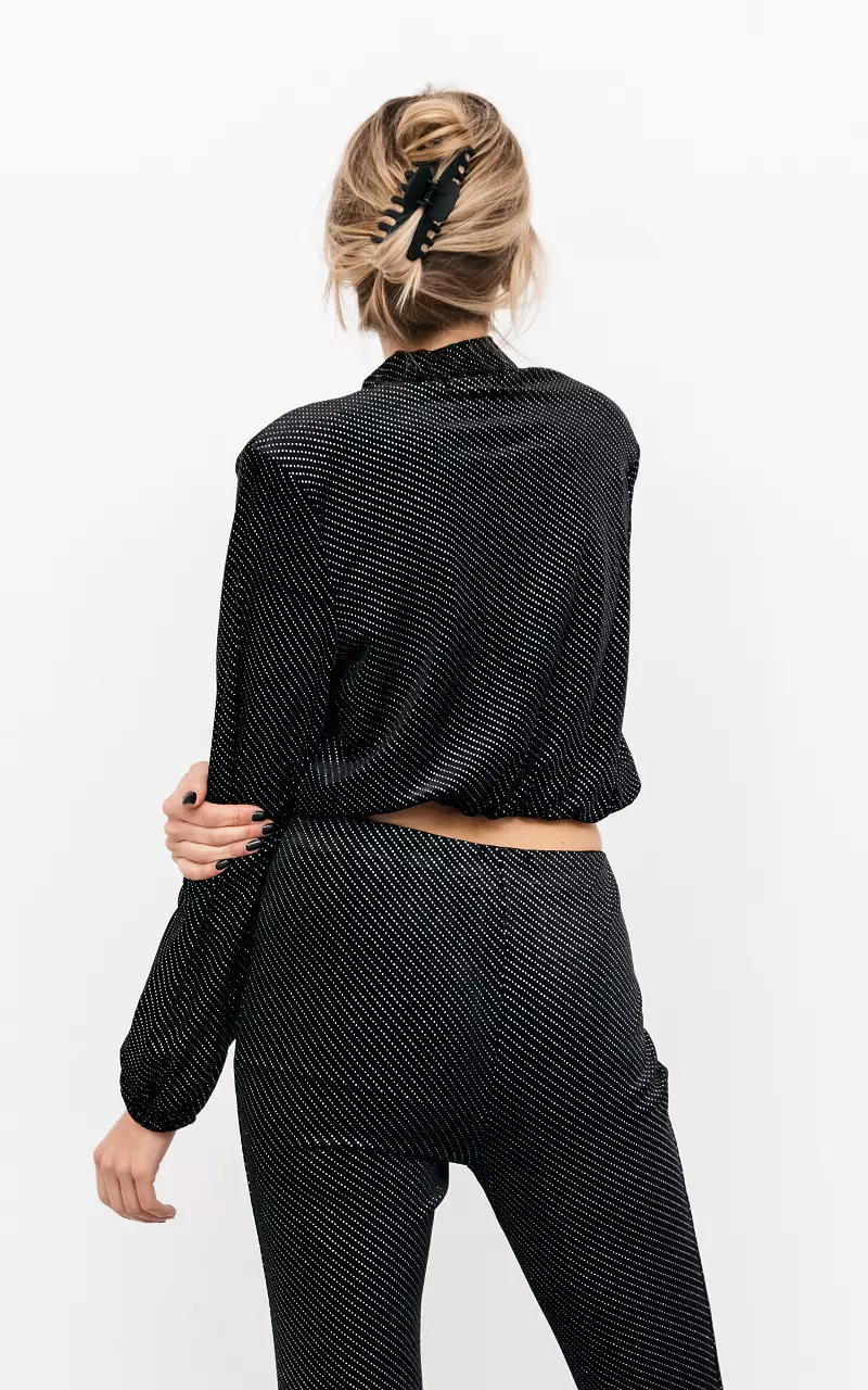 Glittery cropped top Black Silver
