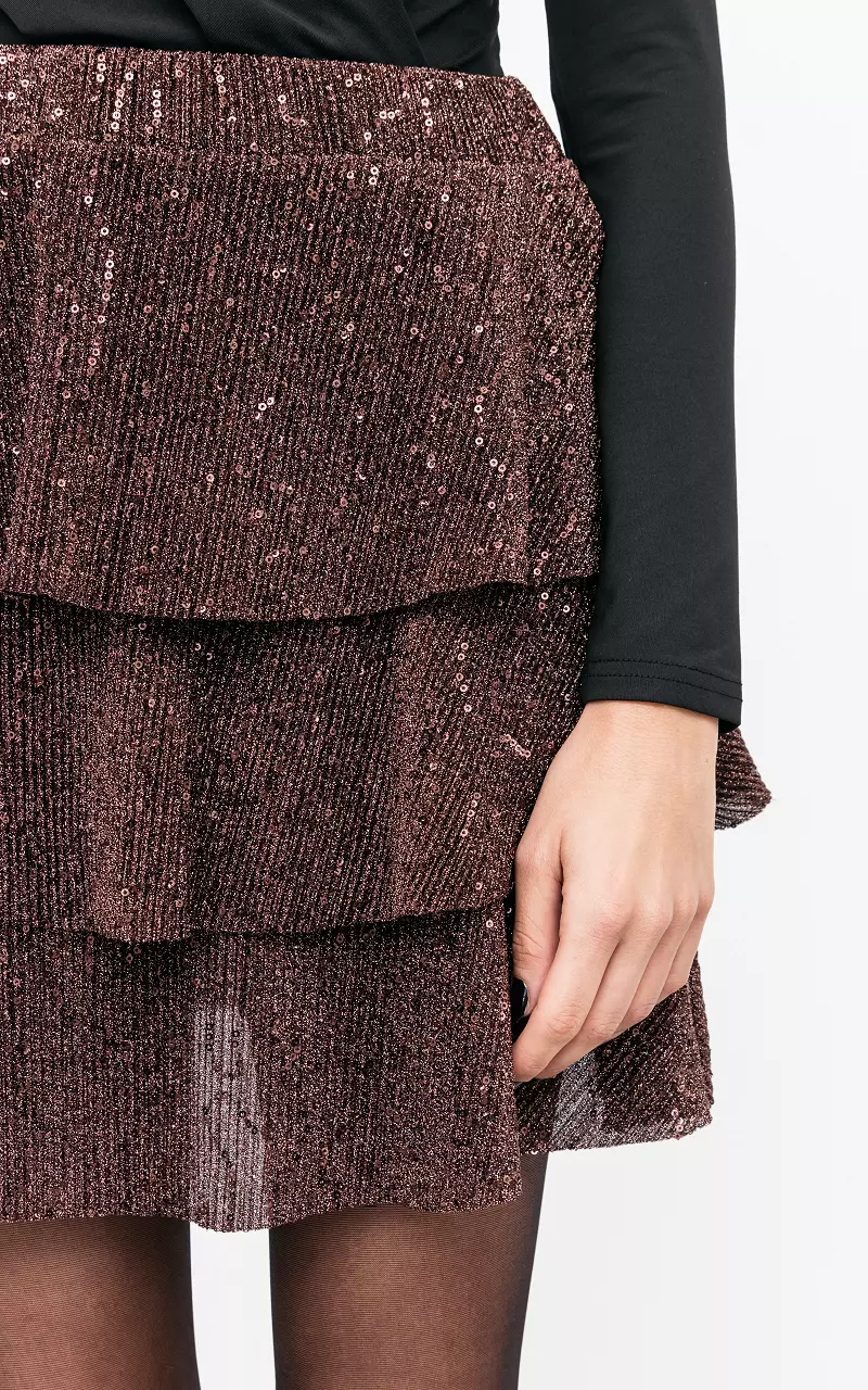 Layered skirt with shimmer Dark Brown