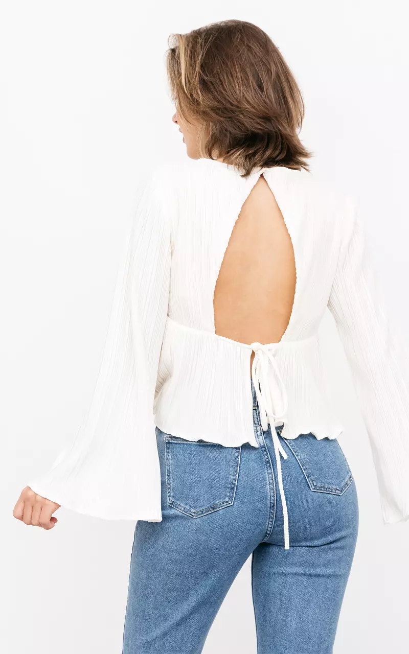 Pleated top with open back Cream