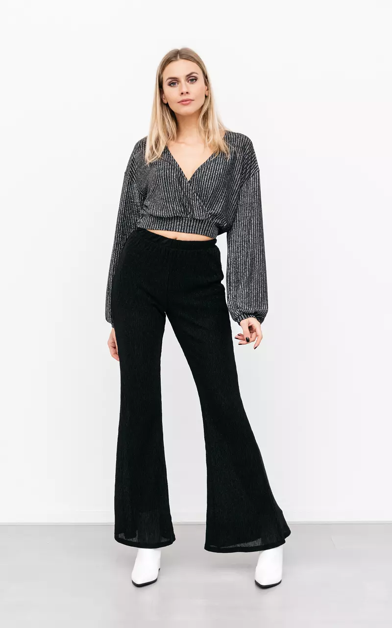 Flared pants with shimmer Black Silver