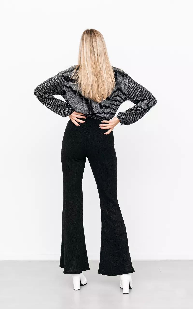 Flared pants with shimmer Black Silver