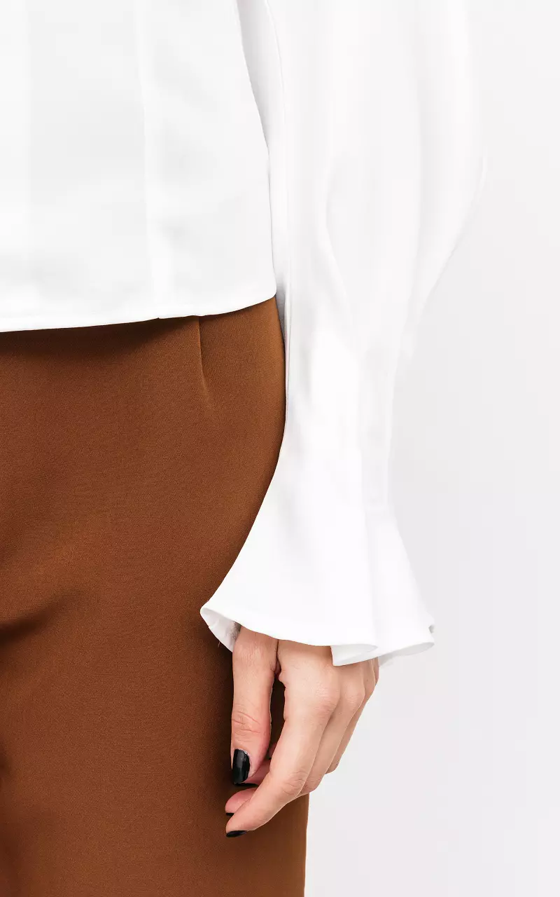 Basic blouse with trumpet sleeves White