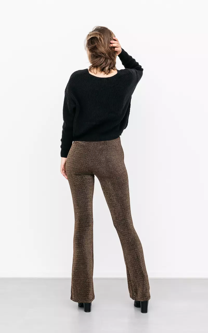 Flared pants with shimmer Gold Black