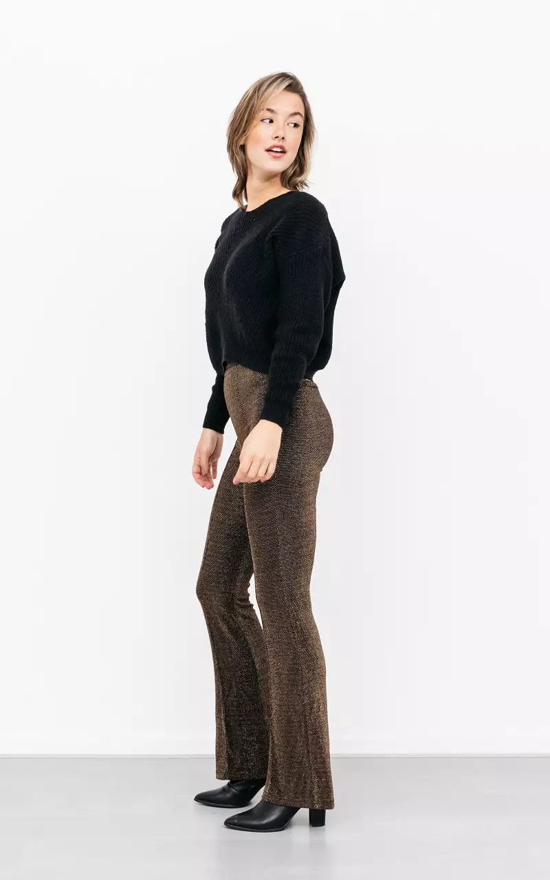 Flared pants with shimmer Gold Black