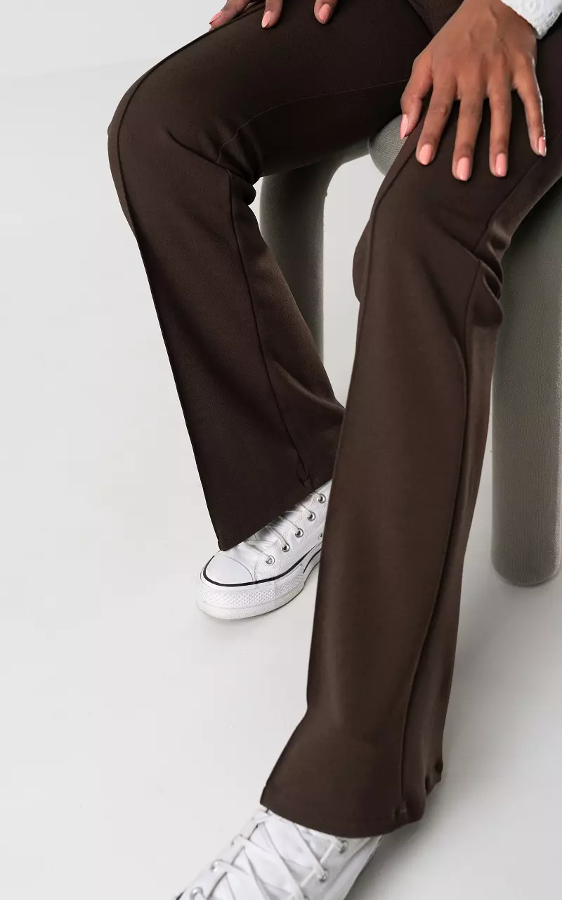 High-waist, flared trousers Dark Brown