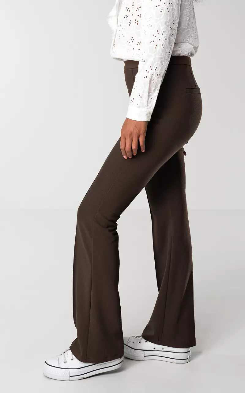 High-waist, flared trousers Dark Brown