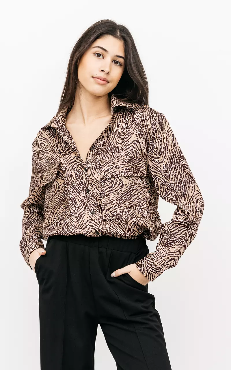 Blouse with breast pockets Brown Dark Brown