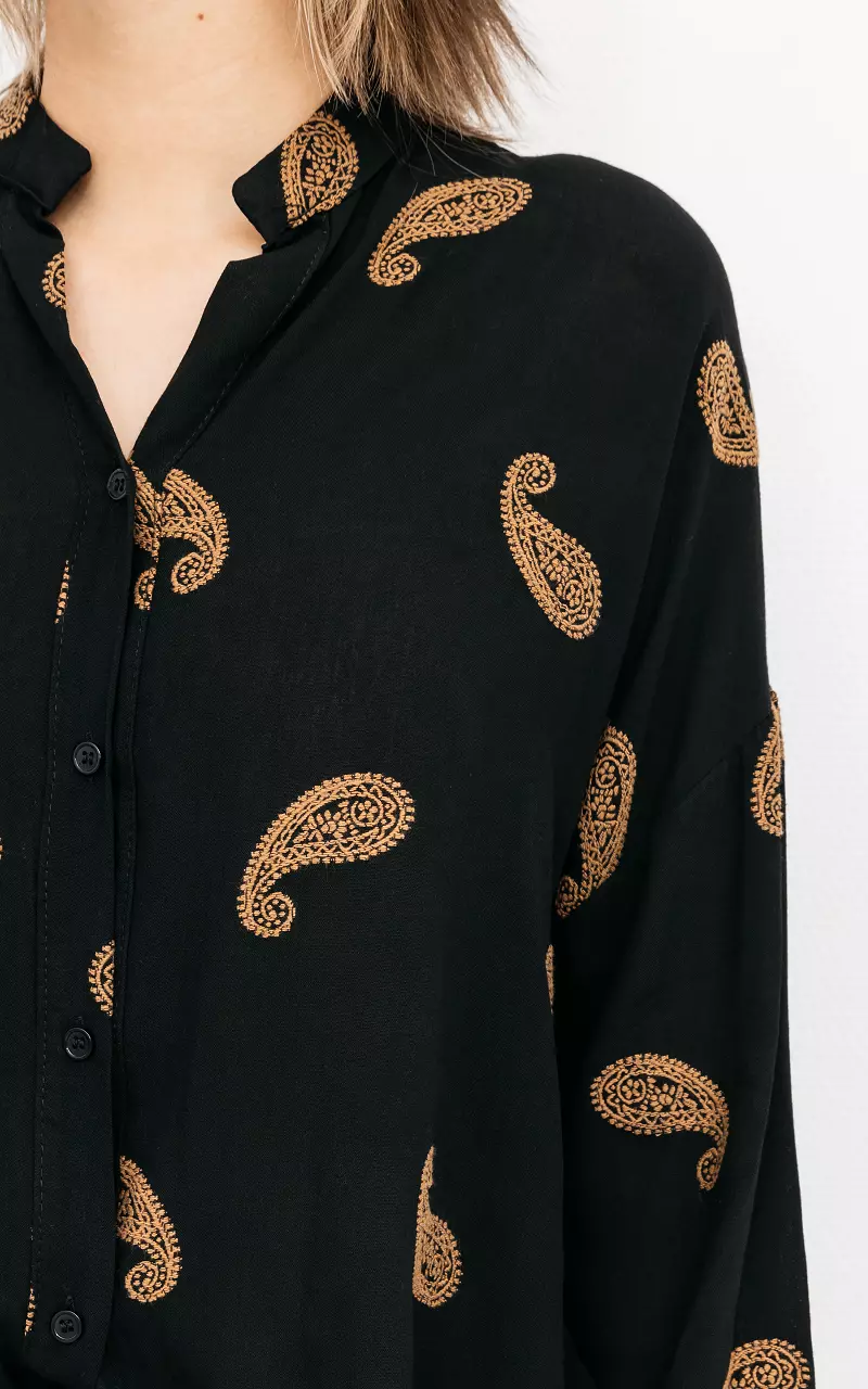 Hübsche Bluse mit Paisley-Print Schwarz Braun