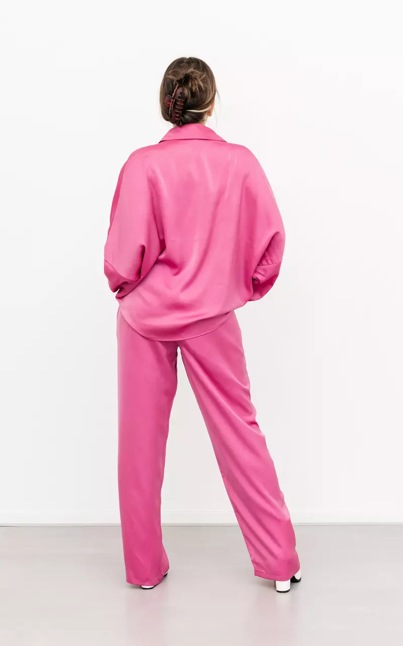 Satin-look straight pants Pink