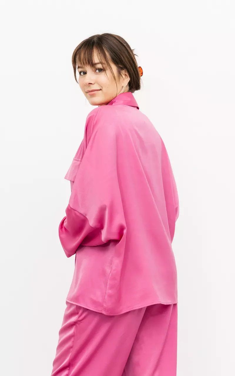 Elegante Satin-Look Bluse Pink