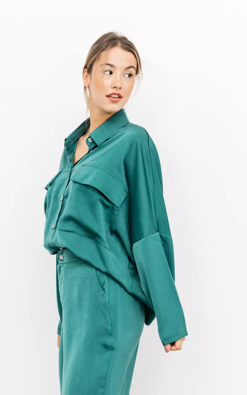 Satin-look blouse  Green