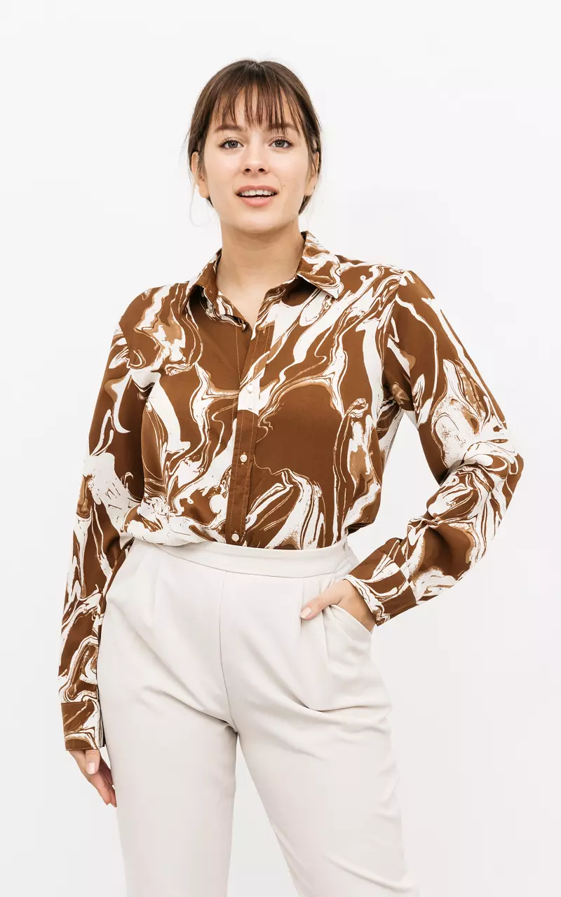Blouse with buttons Brown Cream