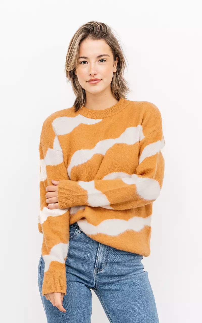 Sweater with round neck Camel Cream