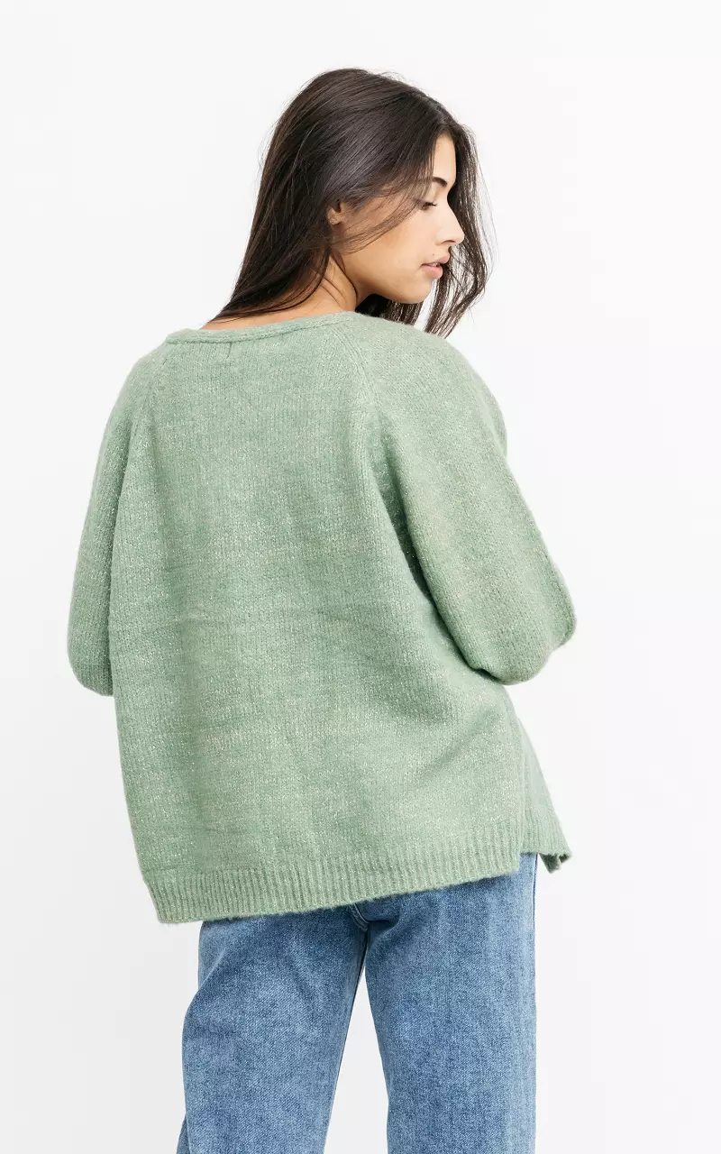 Open cardigan with glittery detail Light Green