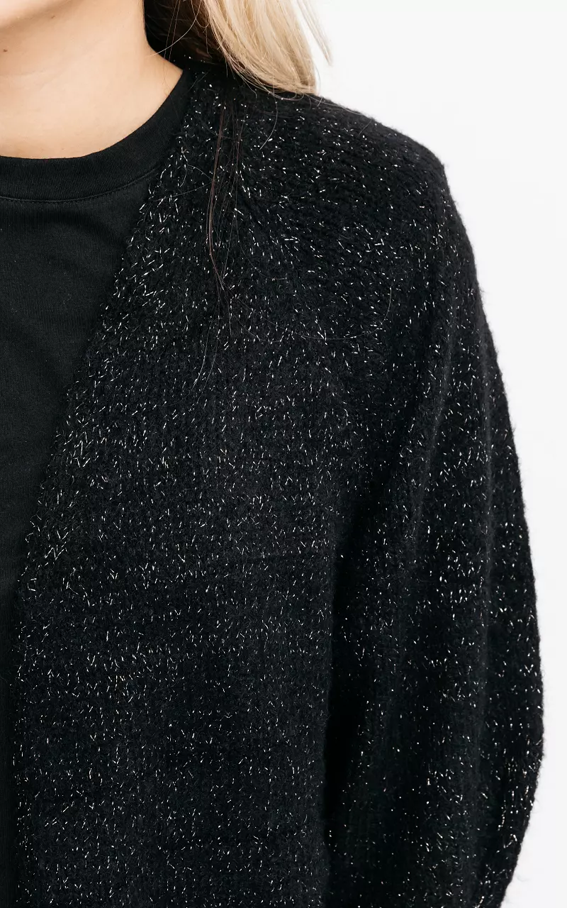Open cardigan with glittery detail Black