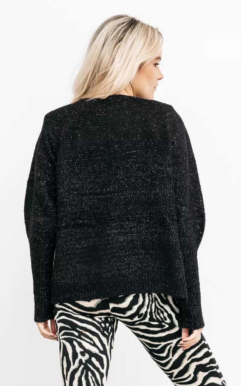 Open cardigan with glittery detail Black