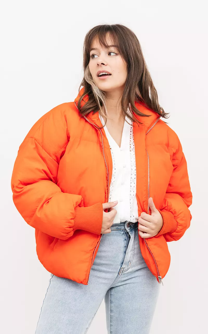 Oversized puffer jacket Orange