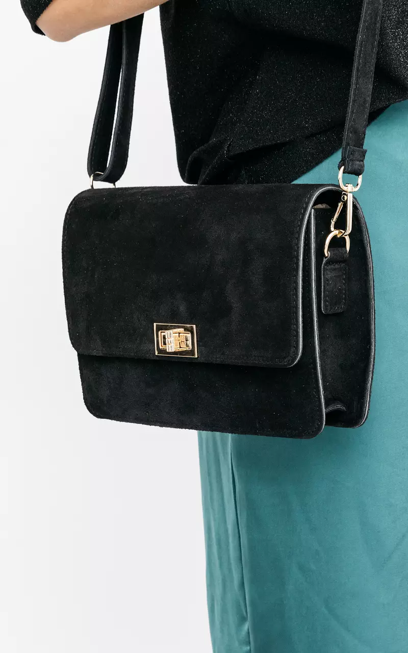 Leather bag with gold-coated details Black