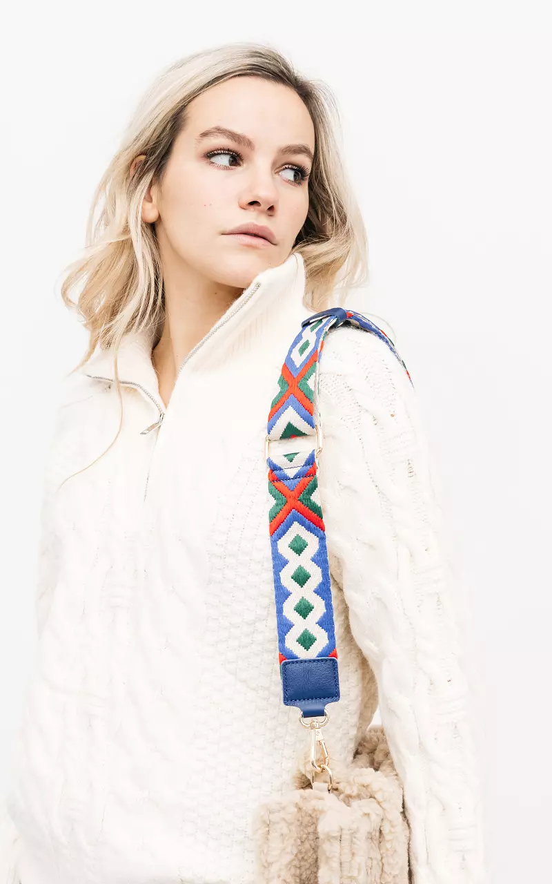 Patterned bag-handle Cream Blue
