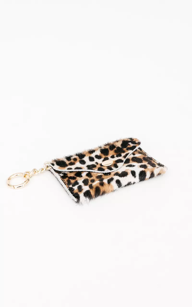 Leather wallet with press stud Leopard