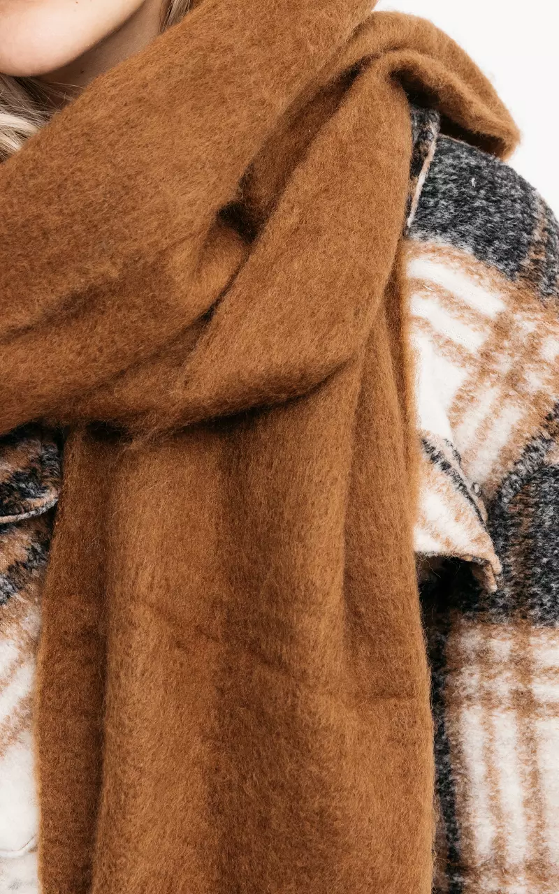 Lange shawl met franjes Bruin