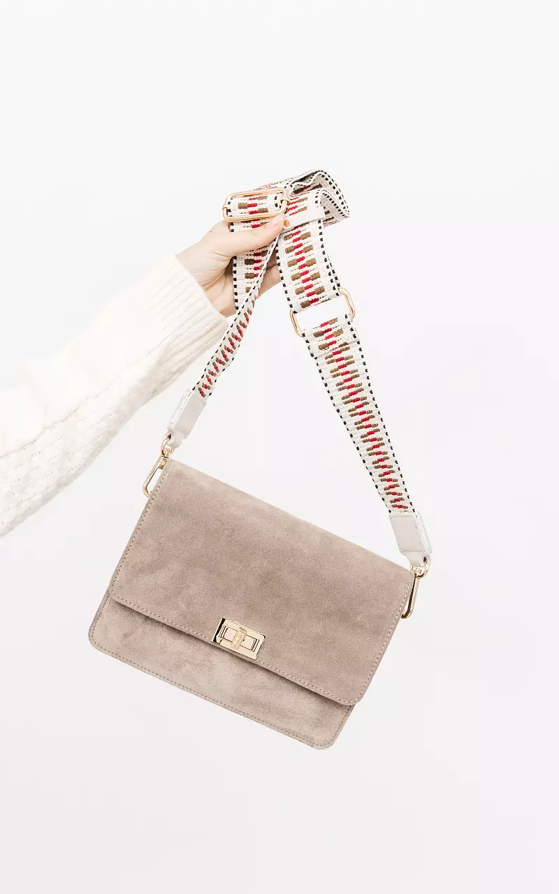 Adjustable bag-handle with gold-coated details Cream Red