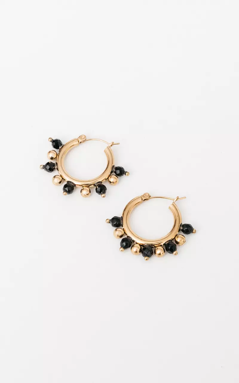 Stainless steel earrings  Gold Black