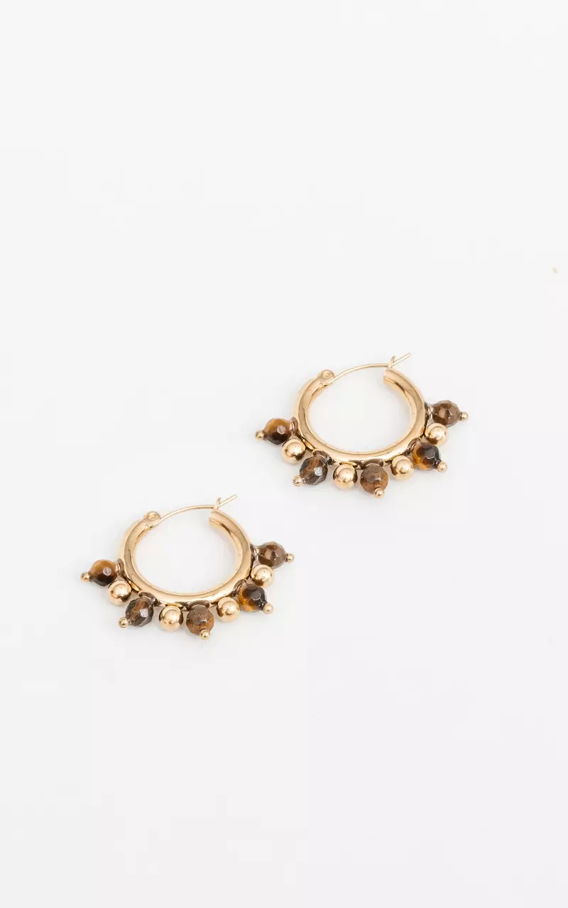 Stainless steel earrings  Gold Brown