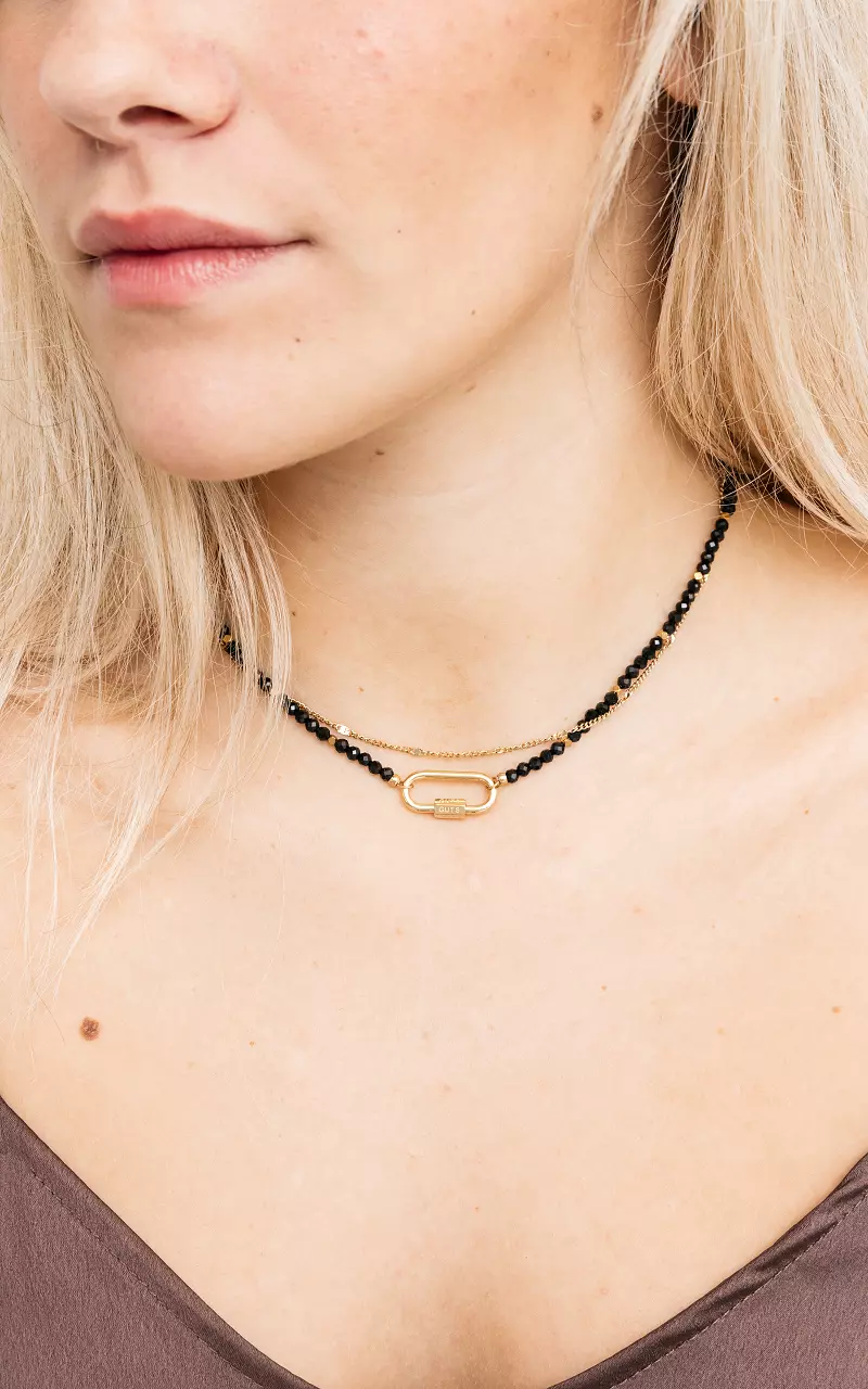 2-layer stainless steel necklace Black Gold