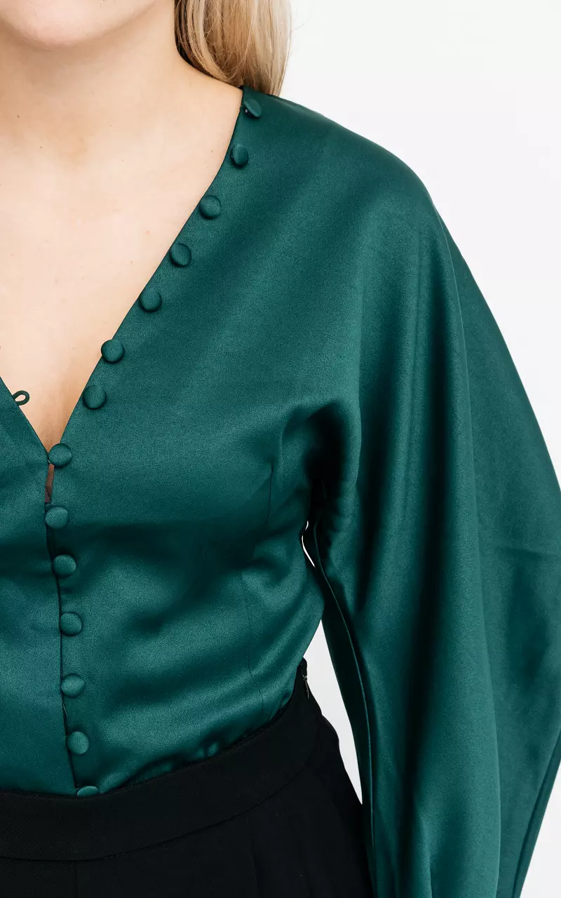 Basic blouse with trumpet sleeves Green
