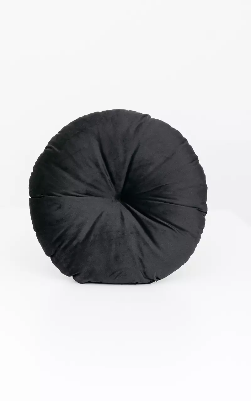 Round pillow with velvet-look Black