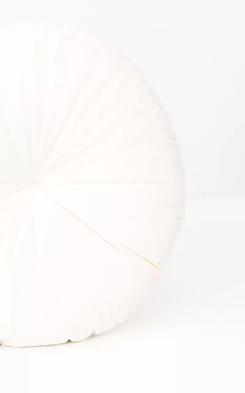 Round pillow with velvet-look Cream