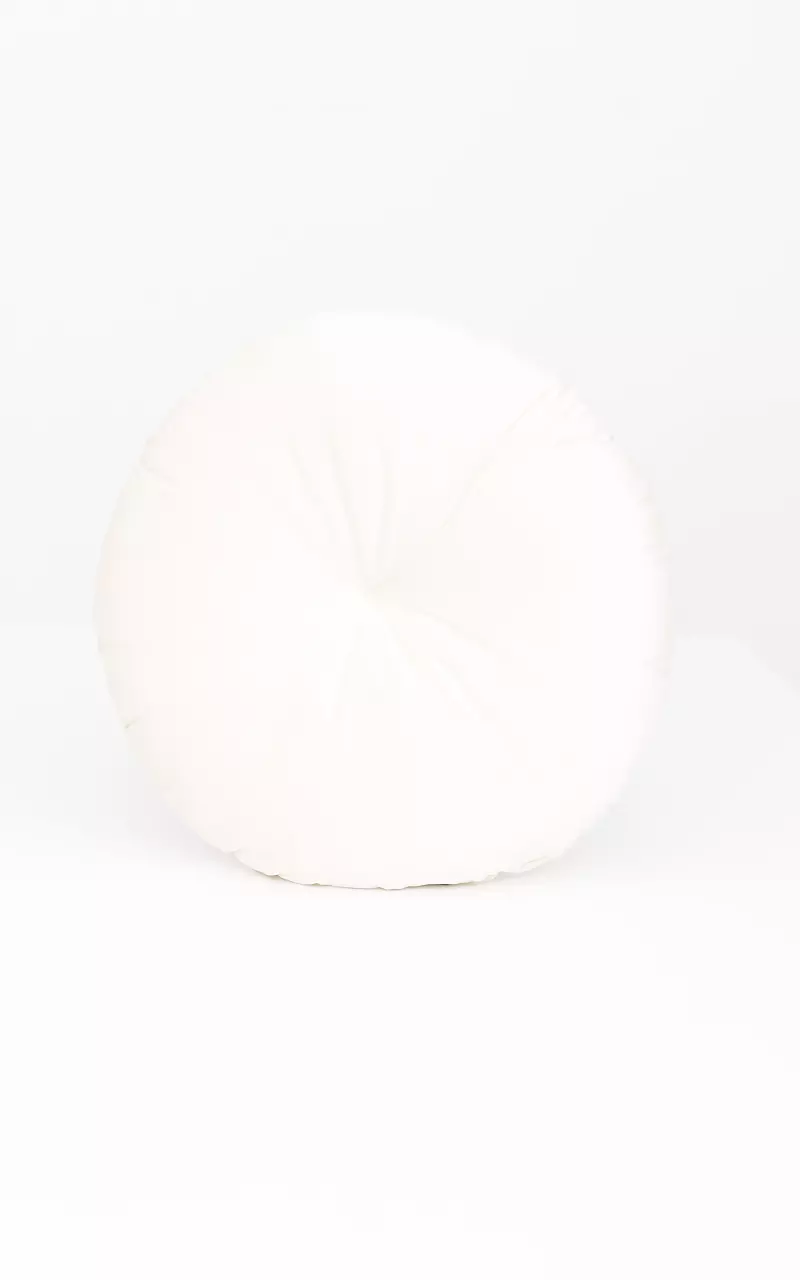 Round pillow with velvet-look Cream