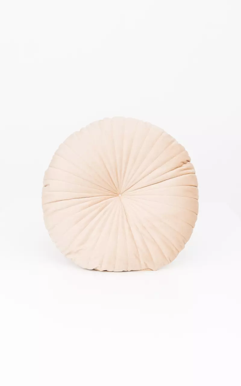 Round pillow with velvet-look Beige