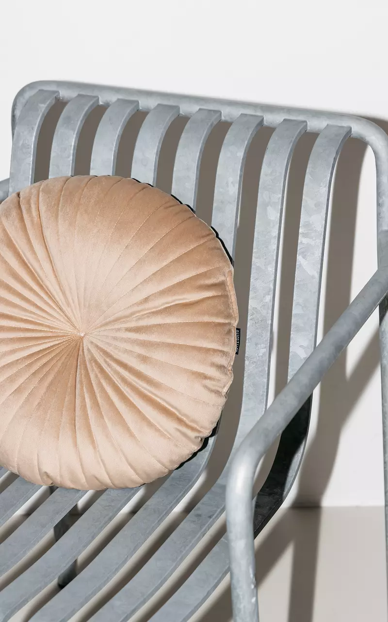 Rond kussentje met plooien Beige