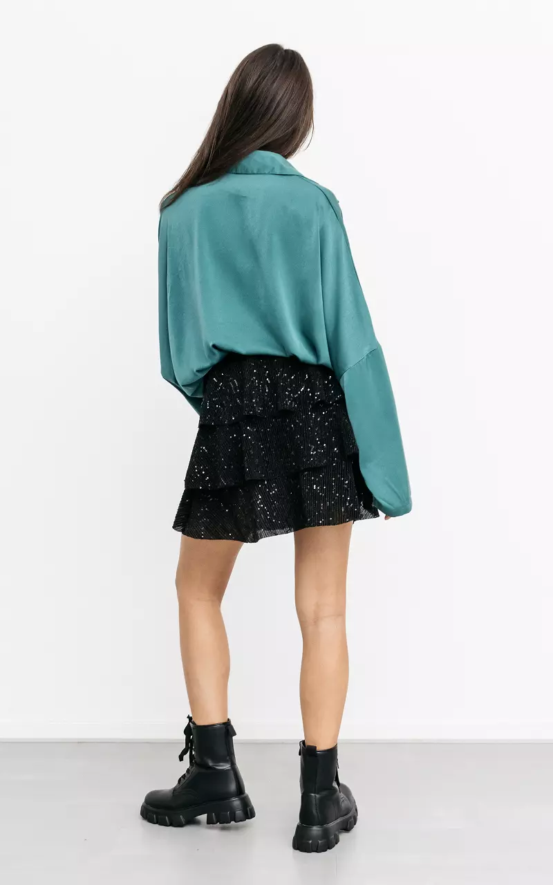 Layered skirt with shimmer Black