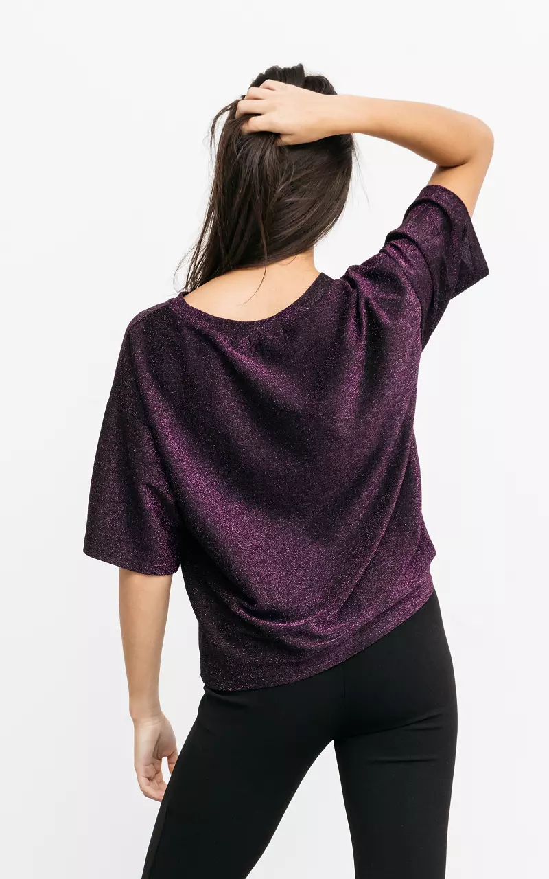 Oversized, glittery shirt Purple