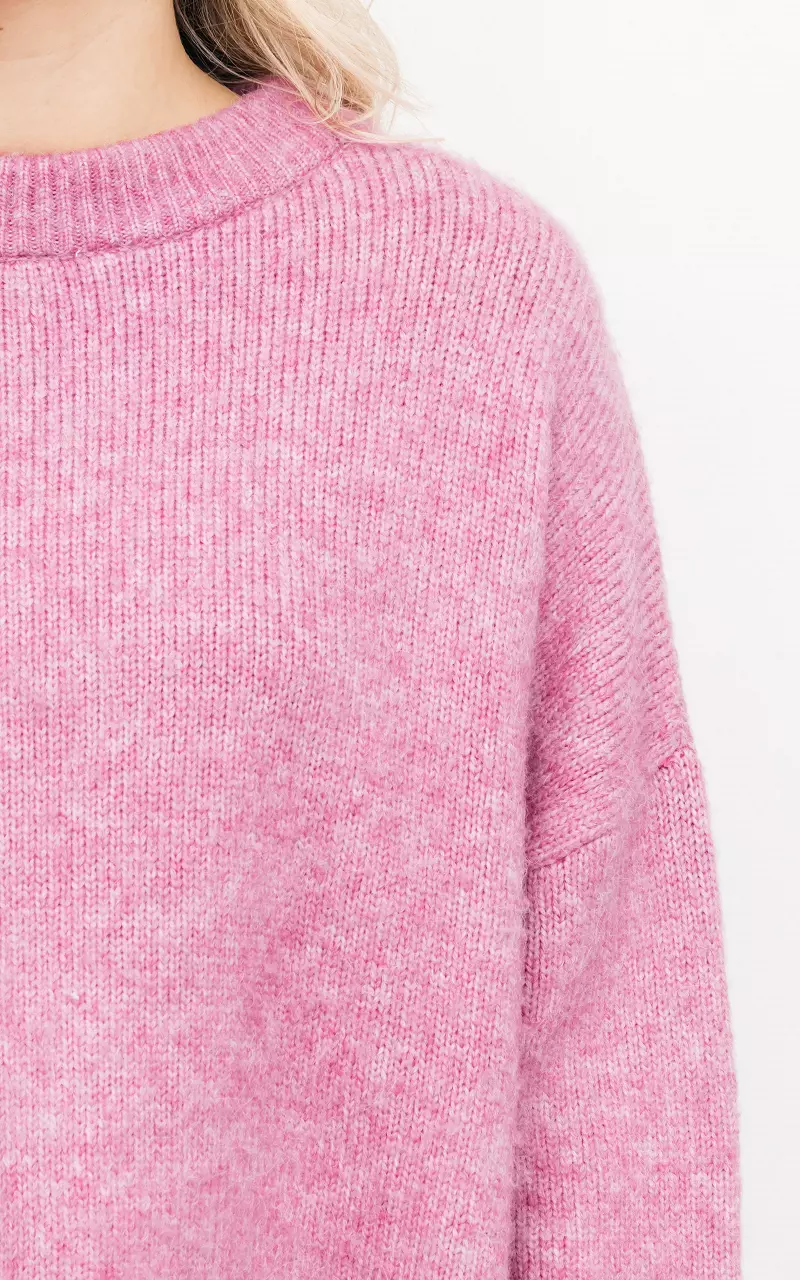 Oversized sweater with round neck Pink