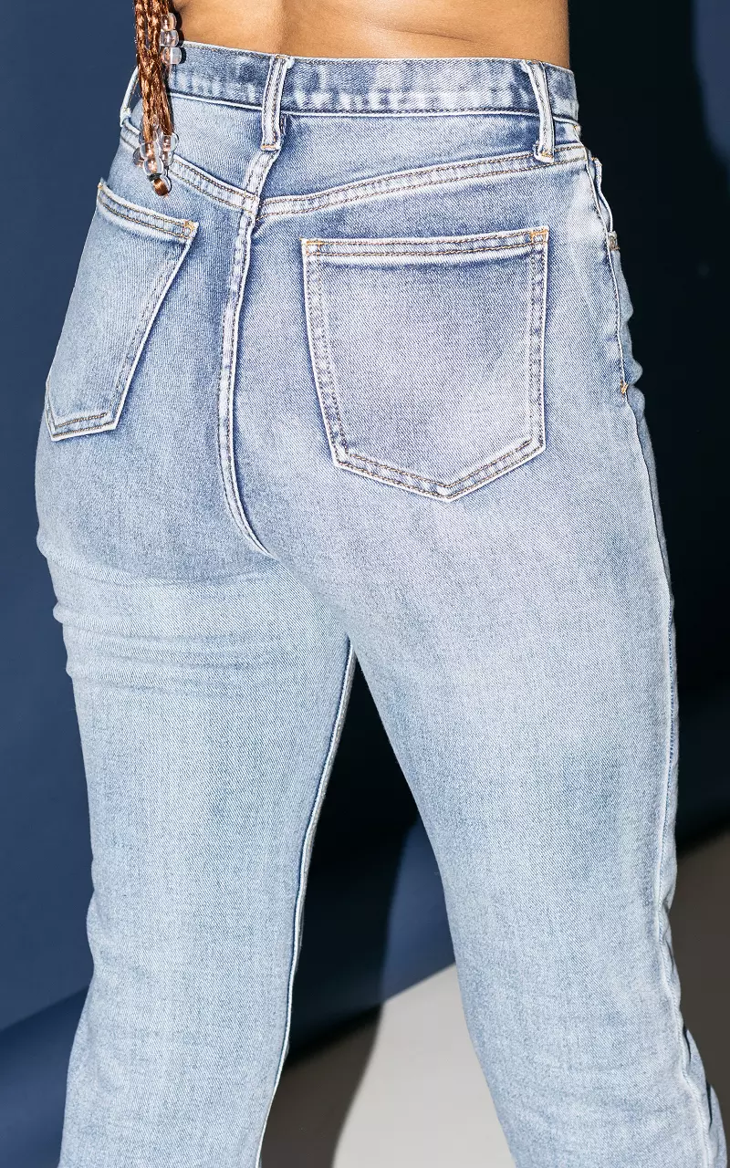 Gerade geschnittene High Waist Jeans Blau