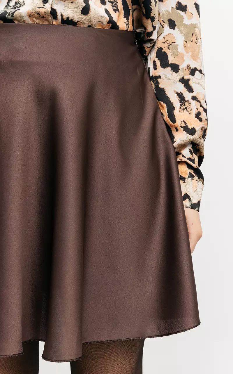 Satin-look skirt Dark Brown