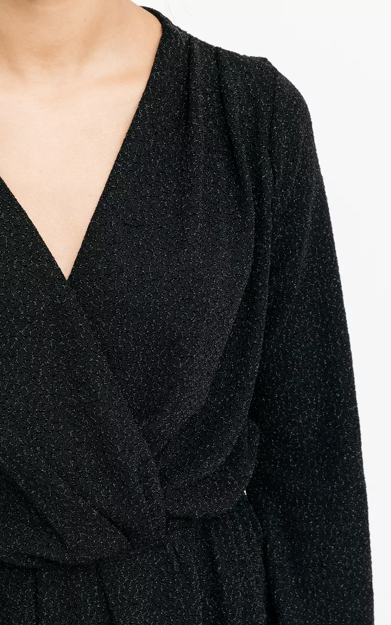 Shimmery v-neck dress Black Black