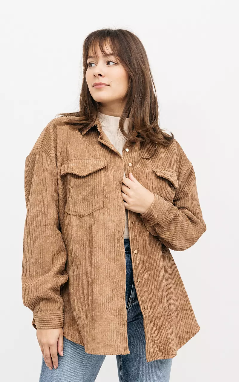 Corduroy blouse with breast-pockets Light Brown