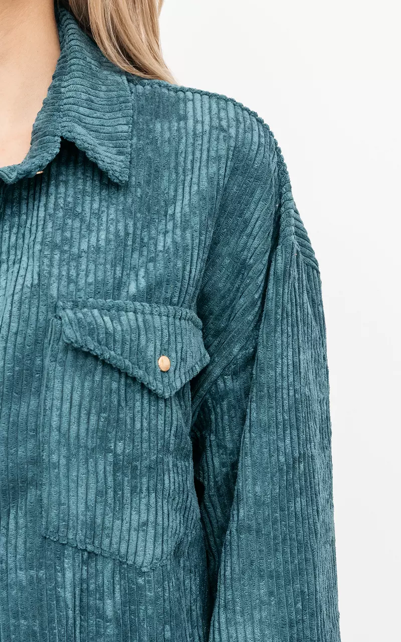 Corduroy blouse with breast-pockets Petrol
