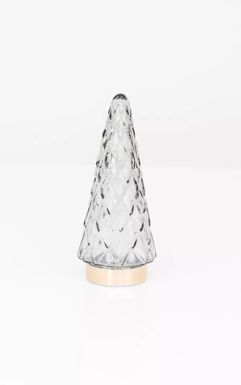Weihnachtsbaum aus Glas mit LED-Lampe und Timer Grau