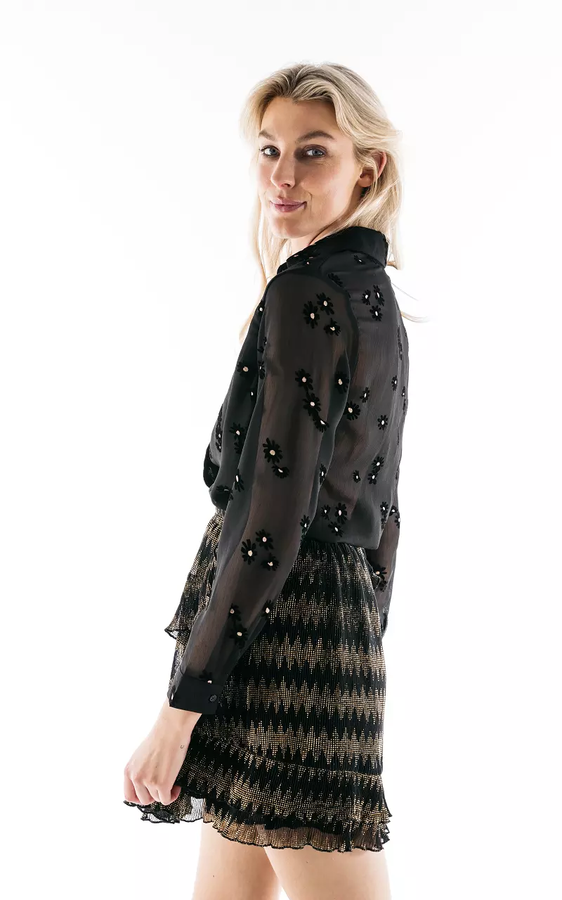 See-through blouse with glitter detail Black