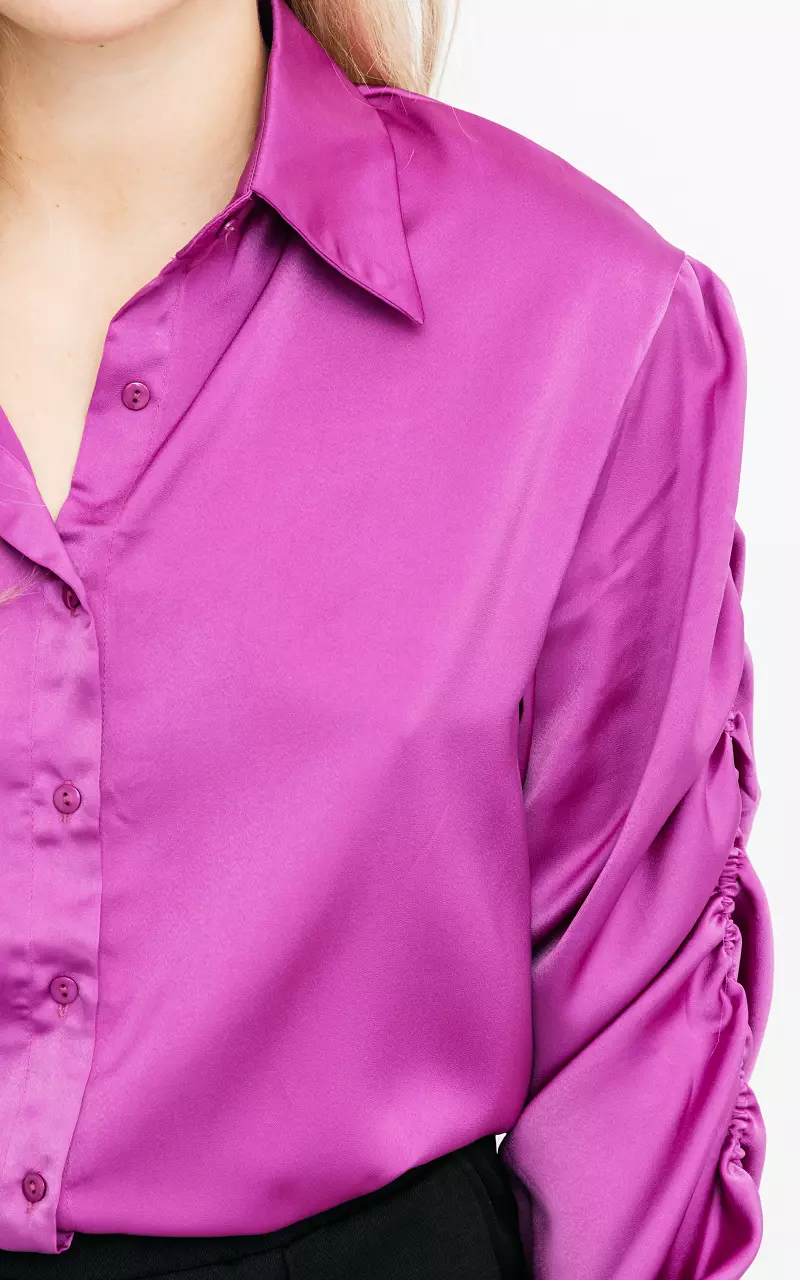 Silky blouse with ruffled sleeves Purple